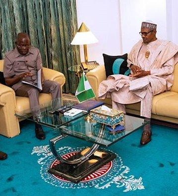 Oshiomhole visits Buhari, accuses PDP of planting Third Term Agenda