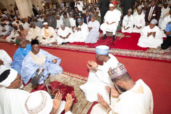 President Buhari at the National Mosque, venue of the wedding