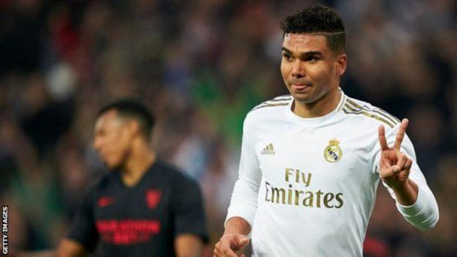 Real Madrid midfielder Casemiro doubled his tally for the season with two goals against Sevilla
