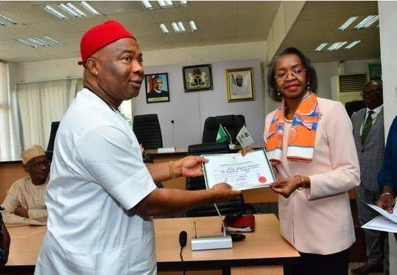 Uzodinma gets Certificate of Return as Imo State governor