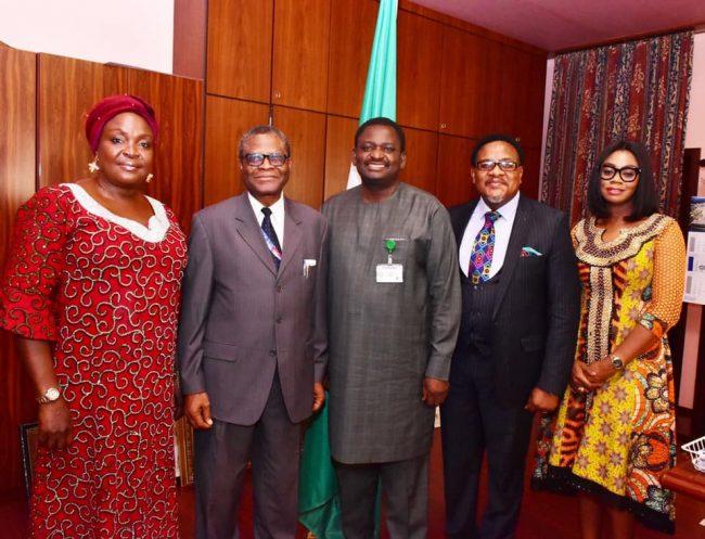 Special Adviser to the President, Media and Publicity, Femi Adesina, receives a delegation from Unity, Honour and Glory Initiative (UHG) in his office at the Presidential Villa