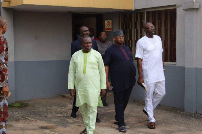 Pastor Osagie Ize-Iyamu, a former governorship candidate of the PDP (in white) and others