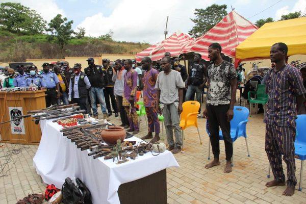 Police parade seven over multiple bank robberies in Ile-Oluji, Oye Ekiti, others
