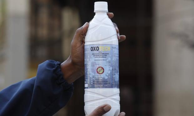 Chlorine dioxide, a powerful bleach used in textile manufacturing, which the Grenons marketed as a ‘miracle mineral solution’. Photograph: Juan Karita/AP