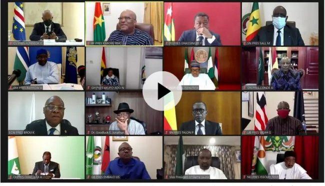 Screenshot from an emergency summit of ECOWAS