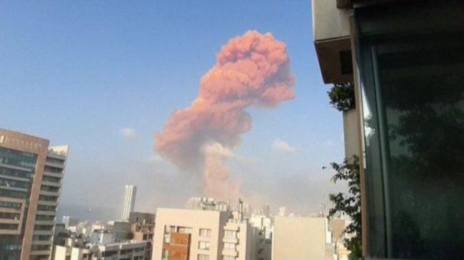 Beirut The blast sent up a plume of smoke AFP