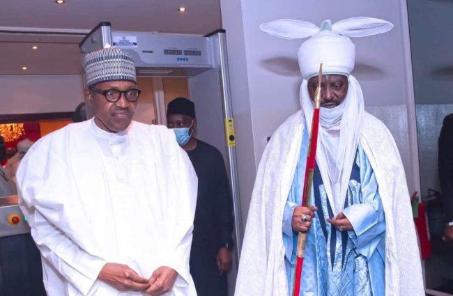 President Muhammadu Buhari with Aminu Ado Bayero, the New Emir of Kano