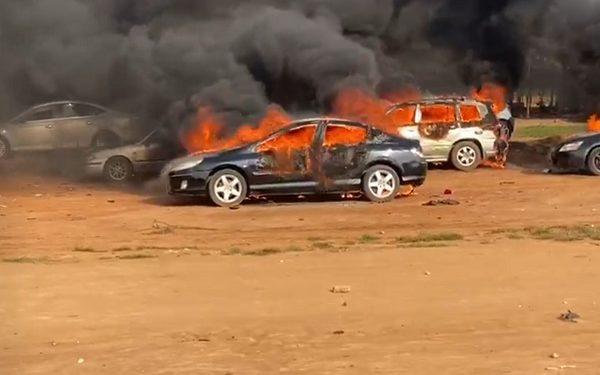 cars burned at #ENDSARS protests