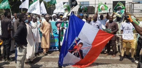Shiites hold anti-Macron protest, burn French flag in Abuja