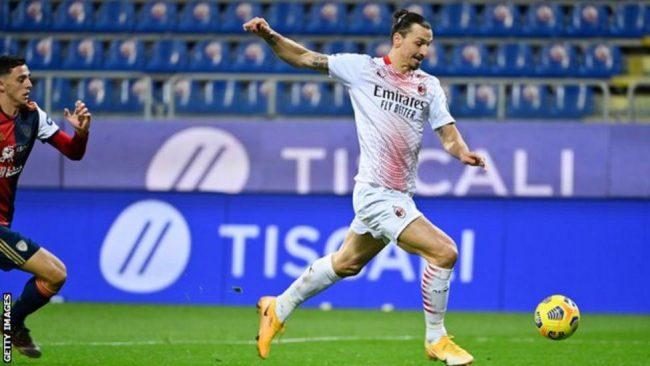 Ibrahimovic scores twice as Milan win to go clear at top of Serie A
