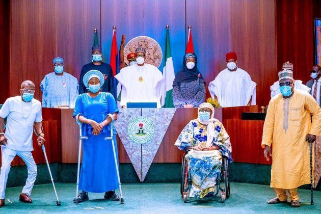 President Muhammadu Buhari with members of the newly established National Commission for Persons with Disabilities