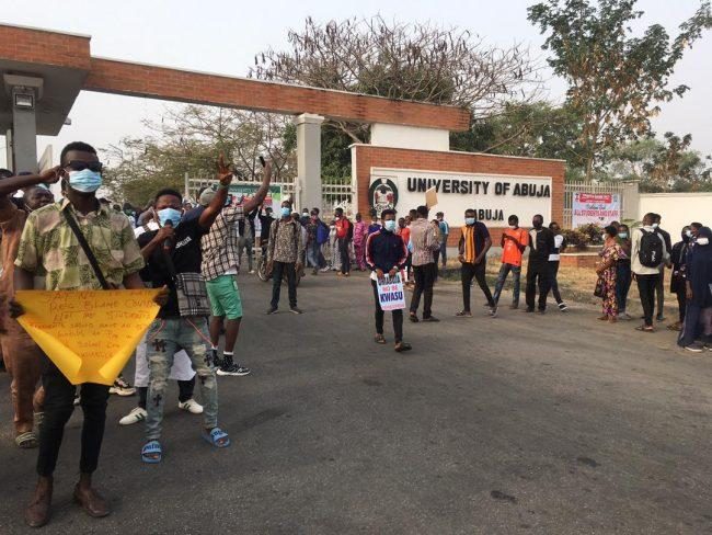 University of Abuja students protest hike in school fees, others