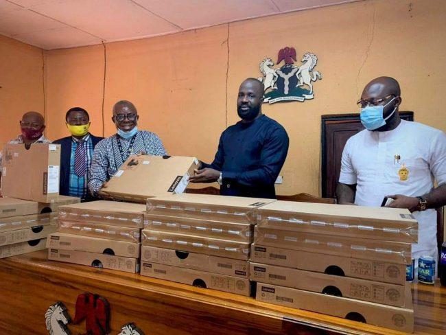 Rep Ifeanyi Momah donates school items, 110 laptops to students