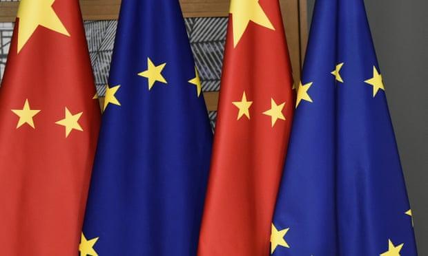China EU flags in Brussels