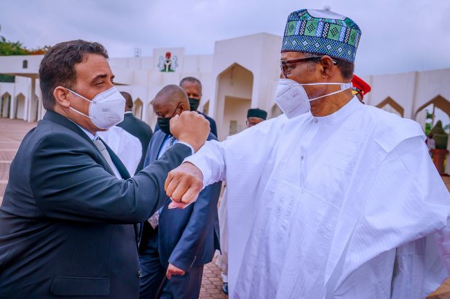 Buhari meets Libyan PM Menfi in Aso Villa