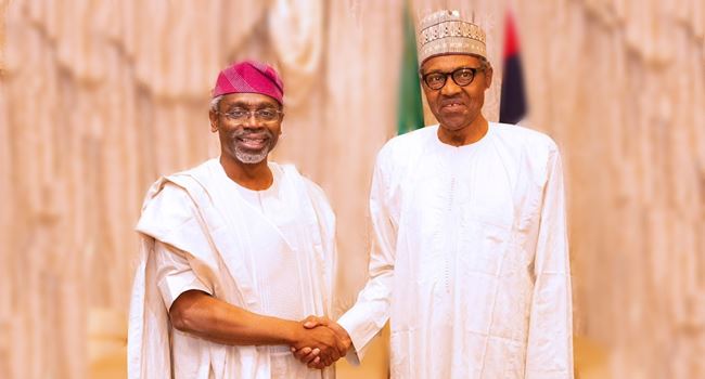 Buhari greets Speaker Femi Gbajabiamila at 59
