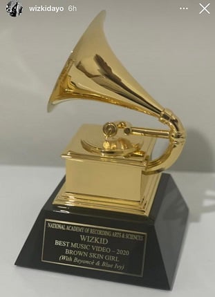 Wizkid receives Grammy award plaque