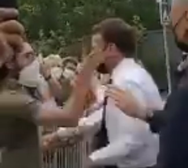 Man slaps President Emmanuel Macron in France