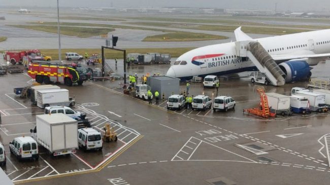 BA plane damaged after tipping forward at Heathrow