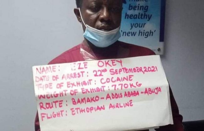 NDLEA arrests trafficker with N2.3bn cocaine at Abuja airport