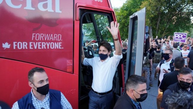 Canadian PM Justin Trudeau hit by stones on campaign trail