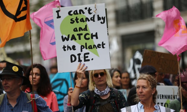 The climate crisis group Extinction Rebellion march through central London, 4 Sep 2021. Photograph: Tayfun Salcı/Zuma Press Wire/Rex/Shutterstock