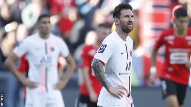 Messi suffers first defeat with PSG at Rennes