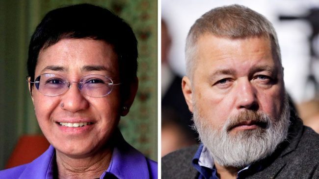 Journalists share Nobel Peace Prize award for defending freedom of expression in Philippines, Russia