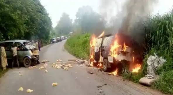 Scores burnt to death as two buses collide, catch fire in Ondo