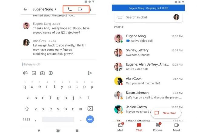 Gmail app now lets you make voice and video calls