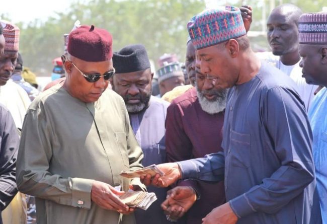 Zulum, Shettima share food, cash to 60,803 returnees in Gamboru