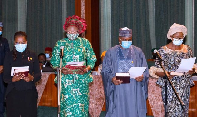 Buhari swears in 4 Permanent Secretaries