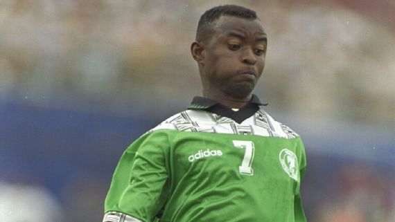 Finidi George in action for Nigeria at the 1994 World Cup. Chris Cole/Allsport