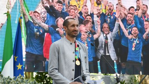 Giorgio Chiellini, who won the 2020 Euro with Italy last summer, is retiring from international football in June. Getty Images