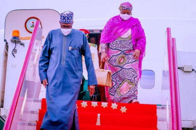 Buhari arrives Equatorial Guinea ahead of AU extra-ordinary meeting