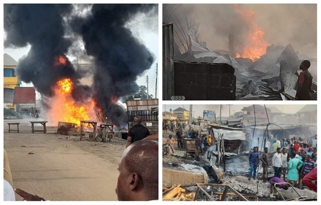 Petrol tanker goes up in flames, razes shops, houses in Kogi