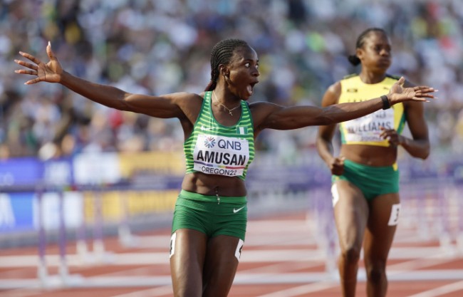 Tobi Amusan of Nigeria broke the world record in the 100-meter hurdles on Sunday