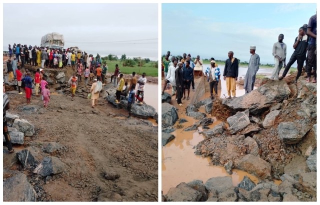 Bauchi-Gombe highway collapses for 3rd time in 1 month, commuters stranded