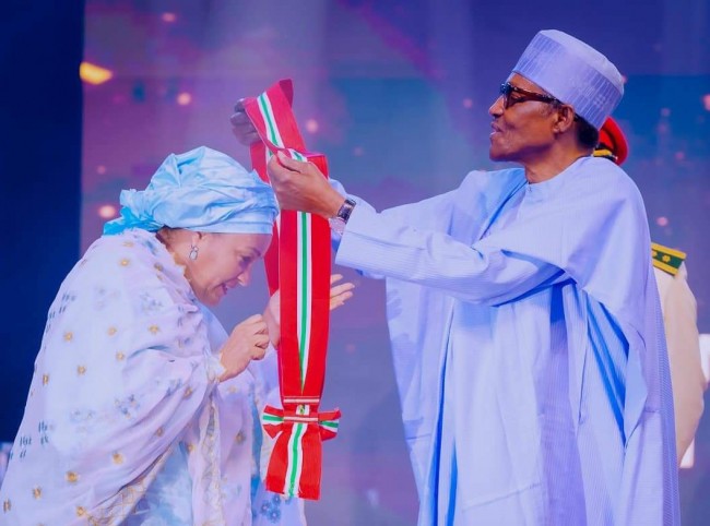 Those who contribute to Nigeria's development deserve national honours, Buhari says