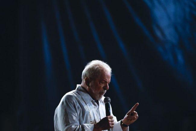 Lula Da Silva speaks during a campaign rally at Cinelandia area on July 07, 2022 in Rio de Janeiro, Brazil.