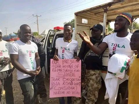 Photos: Youths protest over deplorable road, absence of basic amenities in Adamawa community