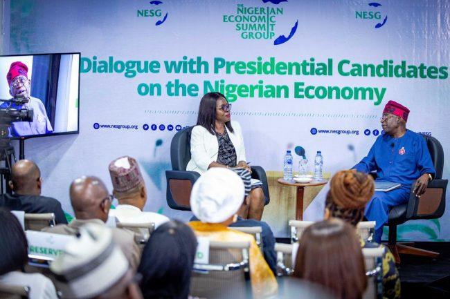 Tinubu presents economic plans at NESG presidential dialogue