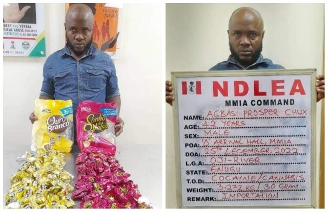 NDLEA arrests Brazil returnee with 105 parcels of cocaine in candies