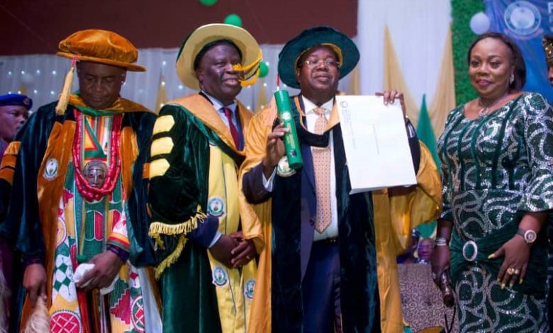 Onasanya bags honorary doctorate degree, donates N1m cash to FUOYE’s 'Best Accounting Student'