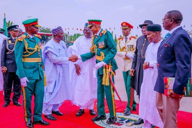 Photos: Buhari participates in Army trooping and color presentation parade