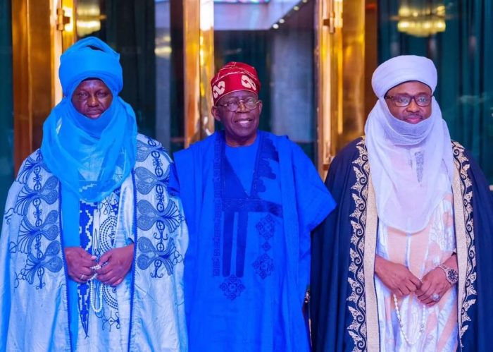 Photos: Tinubu hosts Borgu, Kontagora emirs