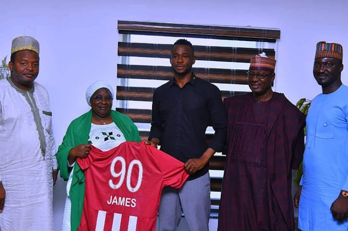 Dep Gov Hadiza Balarabe hosts Kaduna-born international footballer