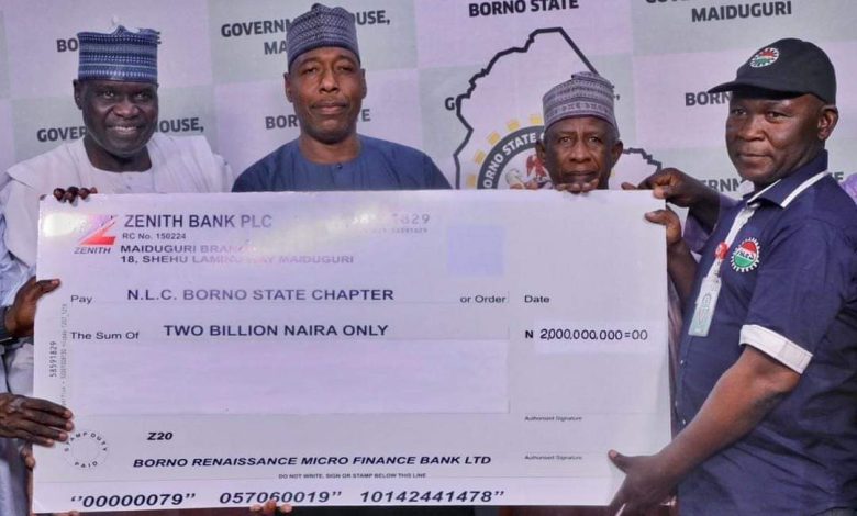 Subsidy: Zulum gives NLC N2bn for workers’ loan, raises gratuity pay to N2.4bn annually
