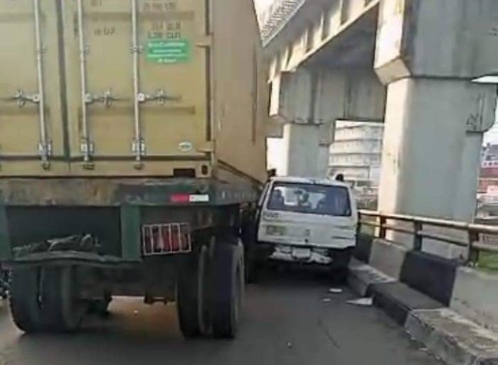 LASTMA rescues driver, passengers as bus rams into trailer