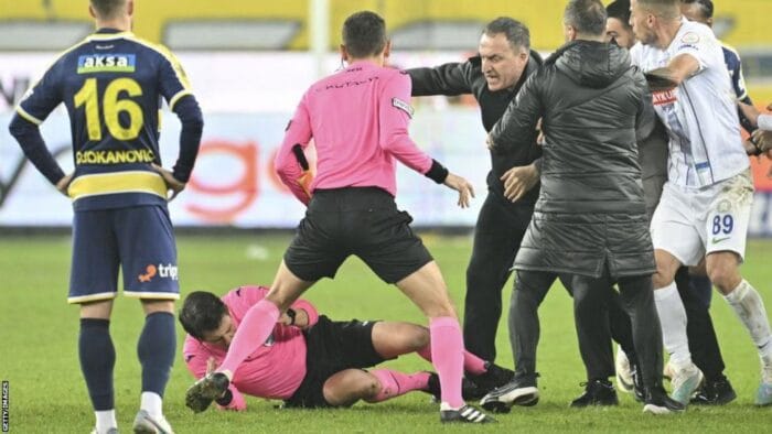 Turkish FA halts league football after club president punches referee